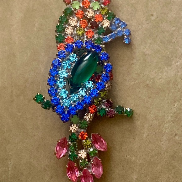 Vintage Czech Glass Rhinestone Bird Brooch 1930’s - Picture 2 of 8
